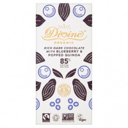 Divine Organic - 85% Dark Chocolate with Blueberry & Quinoa - 10 x 80g