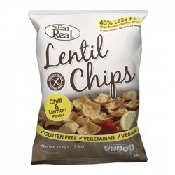 Eat Real Lentil Chips - Chilli & Lemon Flavour - 10 x 113g