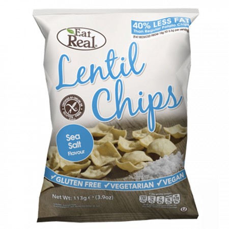 Eat Real Lentil Chips - Sea Salt Flavour - 12 x 45g
