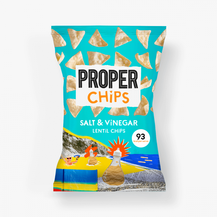 Proper Chips Lentil Chips Salt & Vinegar 8 x 85g