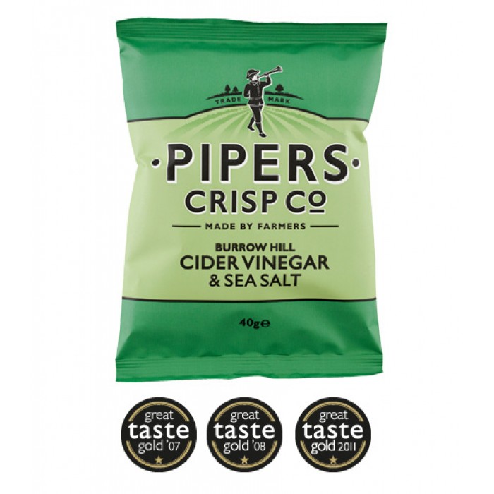 Pipers Burrow Hill Cider Vinegar & Sea Salt Crisps 24 x 40g