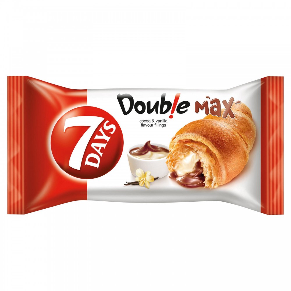 7 Days Croissants - Double MAX Cocoa & Vanilla 20 x 80g 7 Days Croissants - Double MAX Cocoa & Vanilla 20 x 80g