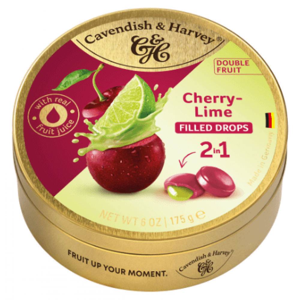 Cavendish & Harvey - Double Fruit Drops Cherry with Lime Filling 9 x 175g