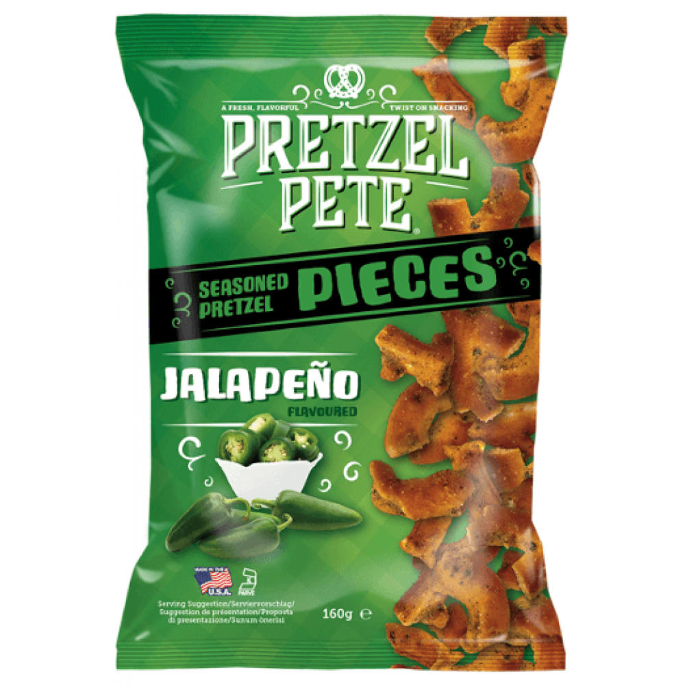 Pretzel Pete Pretzels Pieces - Jalapeno 8 x 160g