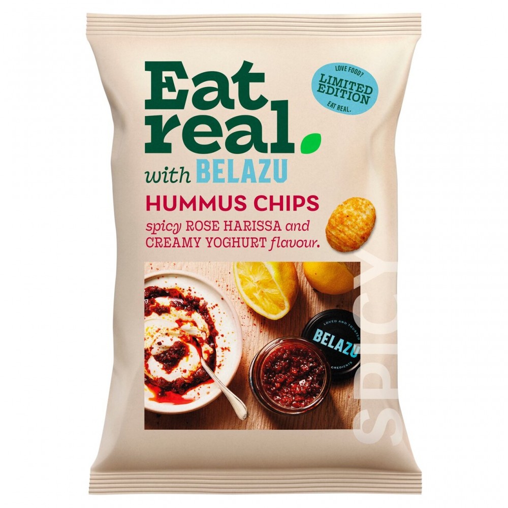 Eat Real Hummus Chips - Belazu Rose Harissa & Natural Yogurt - 10 x 110g Eat Real Hummus Chips - Belazu Rose Harissa & Natural Yogurt - 10 x 110g