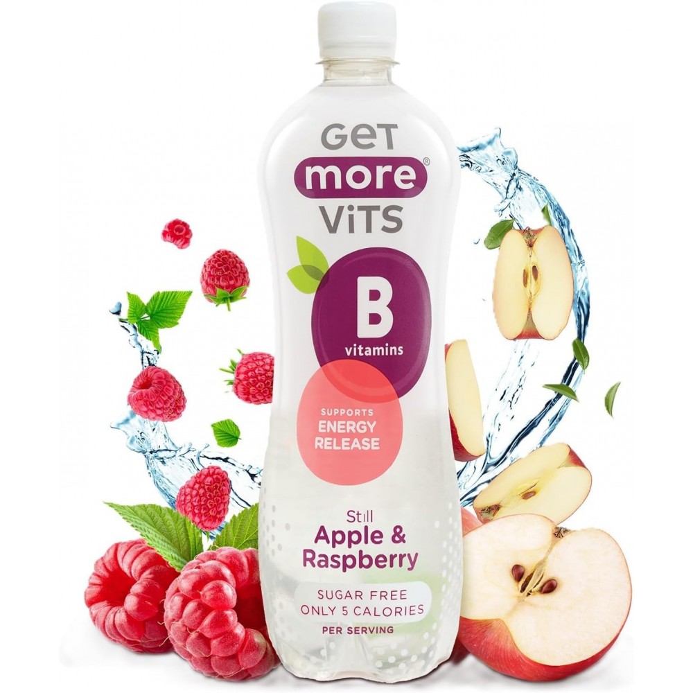 Get More Vits 1 Litre - Vitamin B Apple & Raspberry 12 x 1 L