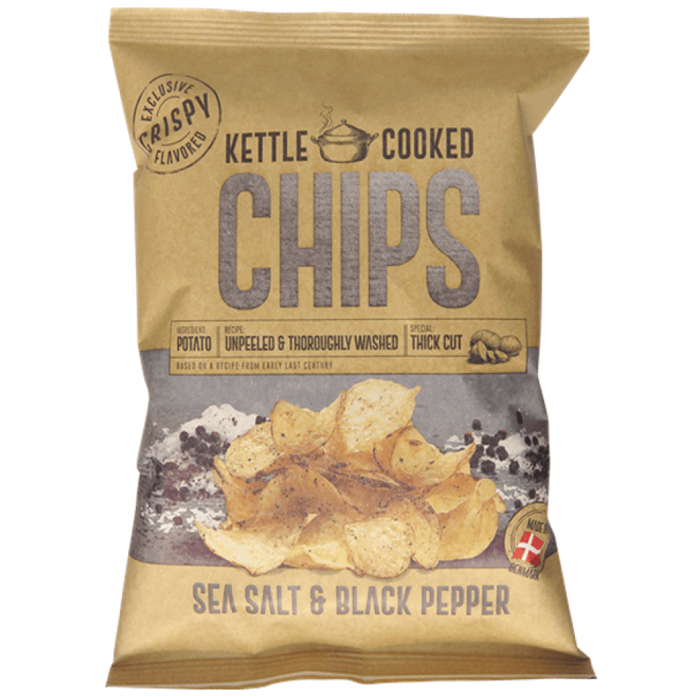 Kettle Cooked Chips - Sea Salt & Black Pepper 8 x 150g