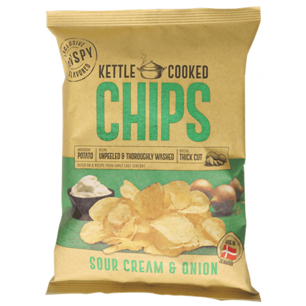 Kettle Cooked Chips - Sour Cream & Onion 8 x 150g