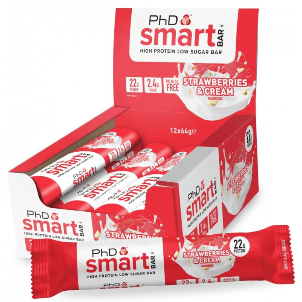PhD Smart Bar - Strawberries & Cream 12 x 64