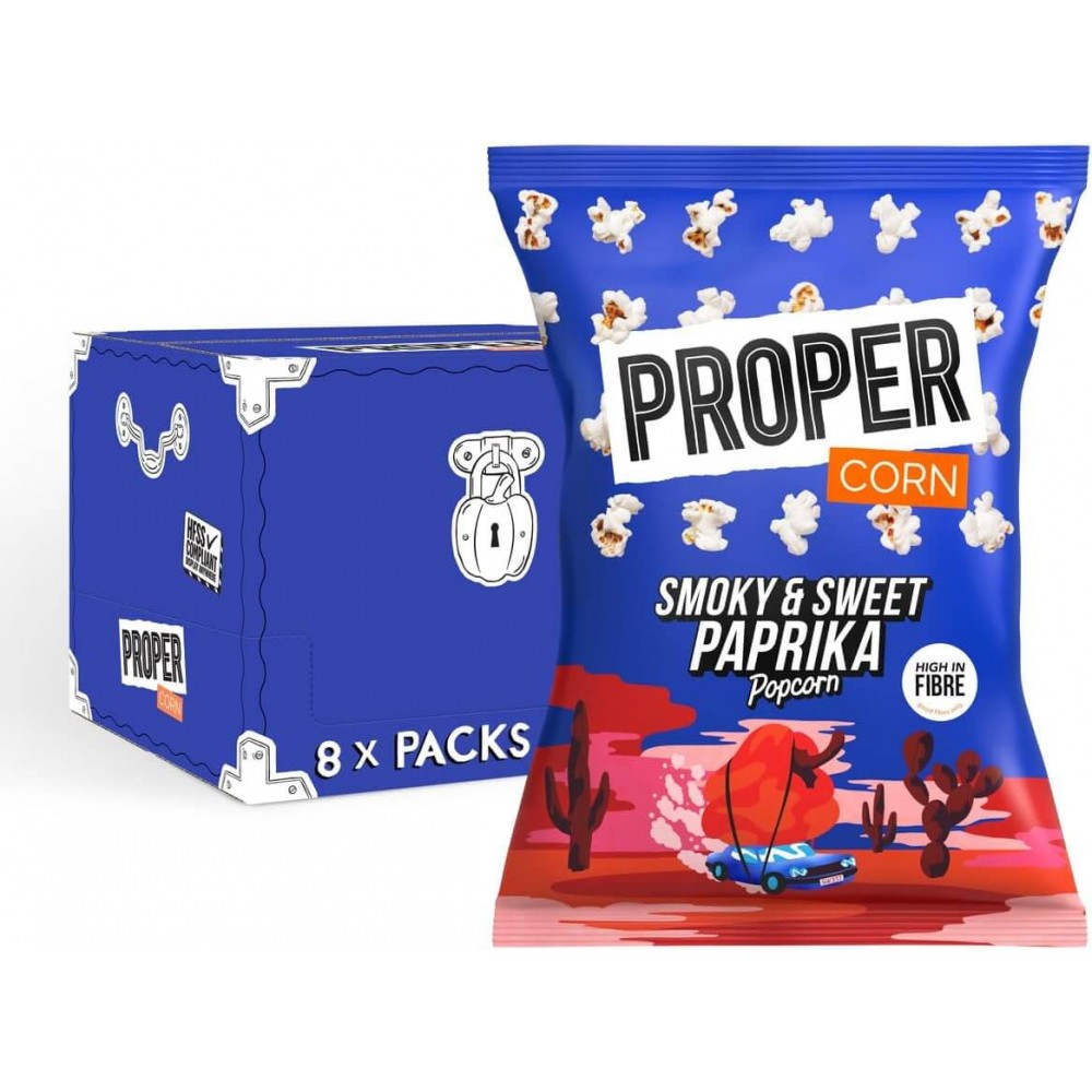 Proper - Smoky & Sweet Paprika Popcorn 8 x 70g