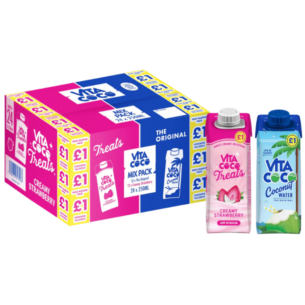Vita Coco PMP £1 - Pure & Strawberry Coconut Water 24 x 250ml