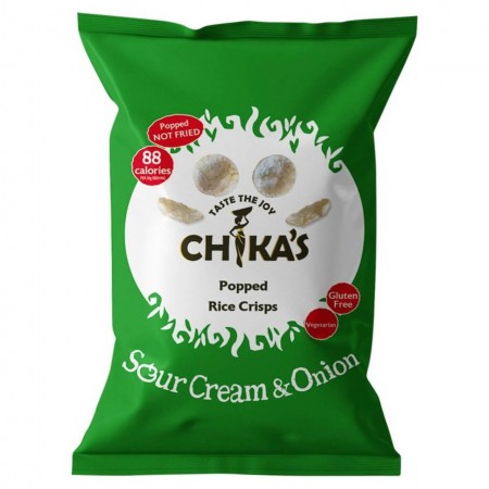 Chikas Popped Rice Crisps - Sour Cream & Onion 8 x 80g