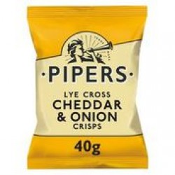 Pipers Lye Cross Cheddar & Onion Crisps 24 x 40g