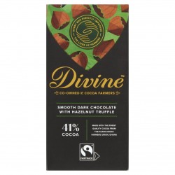 Divine Chocolate - 41% Dark Chocolate with Hazelnut Truffle - 15 x 90g