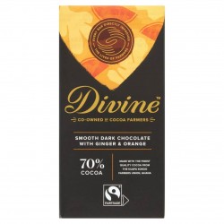 Divine Chocolate - 70% Dark Chocolate with Ginger & Orange - 15 x 90g 