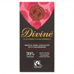 Divine Chocolate - 70% Dark chocolate with Raspberries - 15 x 90g