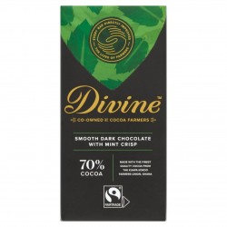 Divine Chocolate - 70% Dark Chocolate with Mint Crisp - 15 x 90g