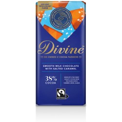 Divine Chocolate - 38% Milk Choc Salted Caramel - 15 x 90g