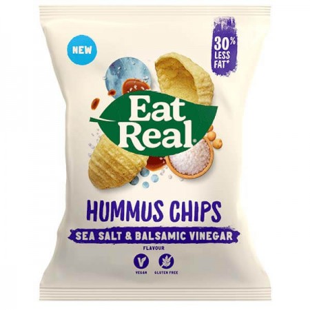 Eat Real Hummus Chips - Sea Salt & Balsamic Vinegar Flavour - 12 x 45g